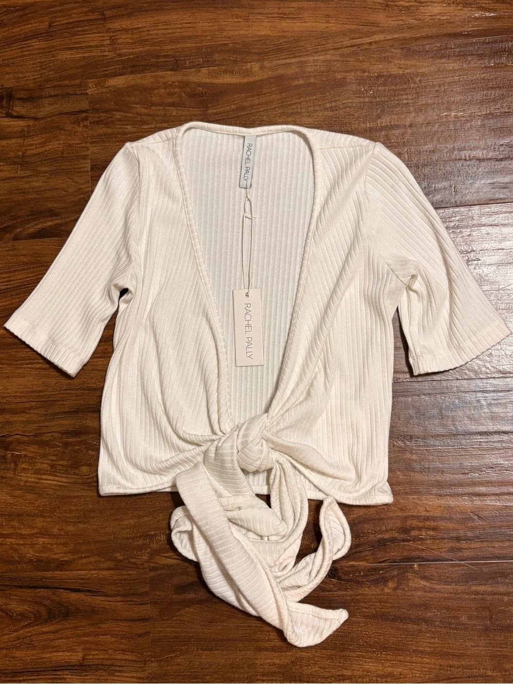 New with tags minimalist, cottagecore, cozy rib knit white Rachel Pally wrap top